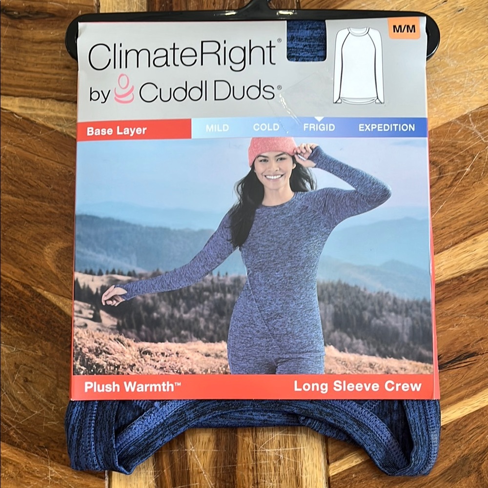Cuddl Duds Women's Blue Long Sleeve Crew Sweater- Medium